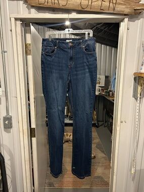 Women's Straight-Leg Jeans in Dark Blue Denim x-long
